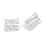 Wholesale ribbed Metal Wavy Rectangle Post Drop Earrings L