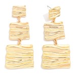 Wholesale linked Wavy Metal Rectangle Post Drop Earrings L