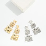 Wholesale linked Wavy Metal Rectangle Post Drop Earrings L