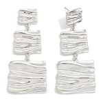 Wholesale linked Wavy Metal Rectangle Post Drop Earrings L