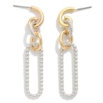 Wholesale chain Linked Metal Textured Geometric Drop Earring L