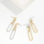 Wholesale chain Linked Metal Textured Geometric Drop Earring L