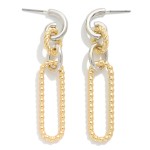 Wholesale chain Linked Metal Textured Geometric Drop Earring L