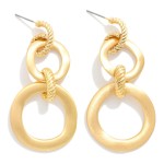 Wholesale chain Link Metal Circle Drop Earring Ribbed Detail L