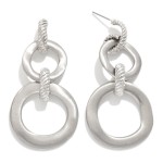 Wholesale chain Link Metal Circle Drop Earring Ribbed Detail L