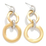 Wholesale chain Link Metal Circle Drop Earring Ribbed Detail L