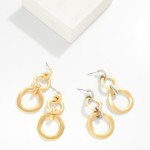 Wholesale chain Link Metal Circle Drop Earring Ribbed Detail L
