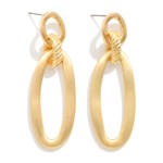 Wholesale chain Linked Metal Geometric Drop Earring Ribbed Detail L