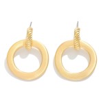 Wholesale linked Ribbed Metal Flat Circle Post Drop Earrings L