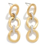 Wholesale chain Linked Metal Circle Drop Earring Ribbed Detail L