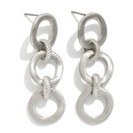 Wholesale chain Linked Metal Circle Drop Earring Ribbed Detail L