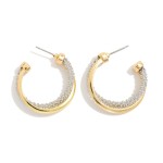 Wholesale textured Metal Intertwined Hoop Drop Earrings D