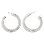 Wholesale textured Metal Intertwined Hoop Drop Earrings D