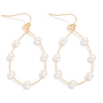 Wholesale pearl Beaded Wire Teardrop Drop Earrings L