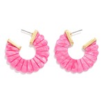 Wholesale scalloped Marble Acetate Hoop Drop Earring Gold Tones D