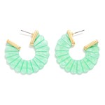 Wholesale scalloped Marble Acetate Hoop Drop Earring Gold Tones D