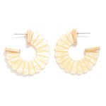 Wholesale scalloped Marble Acetate Hoop Drop Earring Gold Tones D