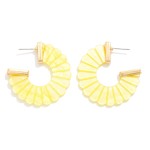 Wholesale scalloped Marble Acetate Hoop Drop Earring Gold Tones D