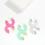 Wholesale scalloped Marble Acetate Hoop Drop Earring Silver Tones D
