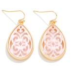 Pearlescent Filigree Teardrop Drop Earrings 

- Approximately 1.75" L