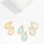 Wholesale pearlescent Filigree Teardrop Drop Earrings L