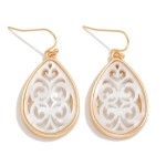 Wholesale pearlescent Filigree Teardrop Drop Earrings L