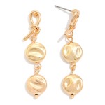 Wholesale knotted Metal Linked Flat Hammered Metal Circle Post Drop Earrings L