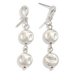 Wholesale knotted Metal Linked Flat Hammered Metal Circle Post Drop Earrings L