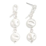 Wholesale linked Knotted Metal Post Hammered Metal Disk Post Drop Earrings L