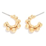 Wholesale metal Graduated Bead Hoop Earrings D