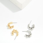Wholesale metal Graduated Bead Hoop Earrings D