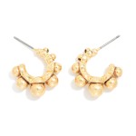 Wholesale metal Graduated Bead Hoop Earrings D