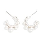 Wholesale metal Graduated Bead Hoop Earrings D