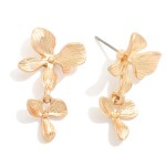 Wholesale linked Metal Flowers Post Drop Earrings L