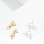 Wholesale linked Metal Flowers Post Drop Earrings L
