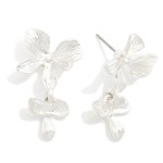 Wholesale linked Metal Flowers Post Drop Earrings L