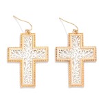 Wholesale metal Filigree Cross Drop Earrings L