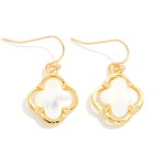 Wholesale pearl Clover Metal Border Drop Earrings L