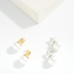 Wholesale metal Square Flat Pearl Post Drop Earrings L