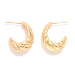 Wholesale metal Ribbed Tapered Hoop Earrings D