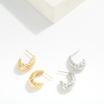 Wholesale metal Ribbed Tapered Hoop Earrings D