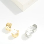 Wholesale ribbed Metal Hoop Earrings D