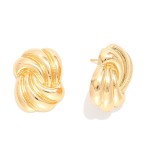 Wholesale ribbed Wavy Metal Post Drop Earrings L