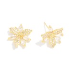 Wholesale rhinestone Metal Flower Stud Earrings L