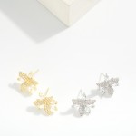 Wholesale rhinestone Metal Flower Stud Earrings L