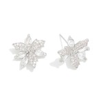 Wholesale rhinestone Metal Flower Stud Earrings L