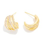 Wholesale layered Metal Rhinestone Hoop Earrings D