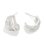 Wholesale layered Metal Rhinestone Hoop Earrings D