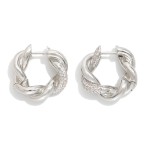 Wholesale intertwined Metal Hoop Earrings Rhinestone Details D