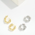 Wholesale intertwined Metal Hoop Earrings Rhinestone Details D